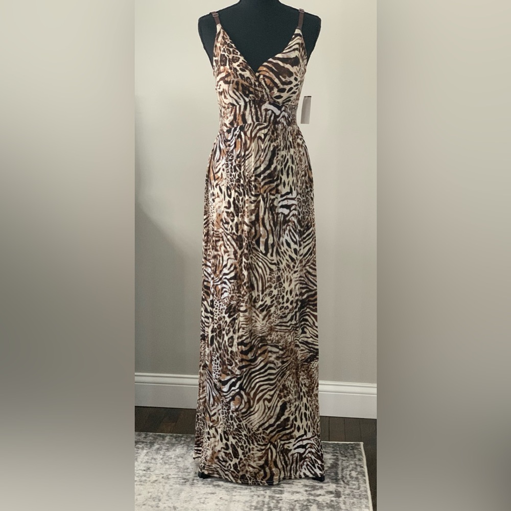 NWT Allison Brittney Animal Print Maxi Dress